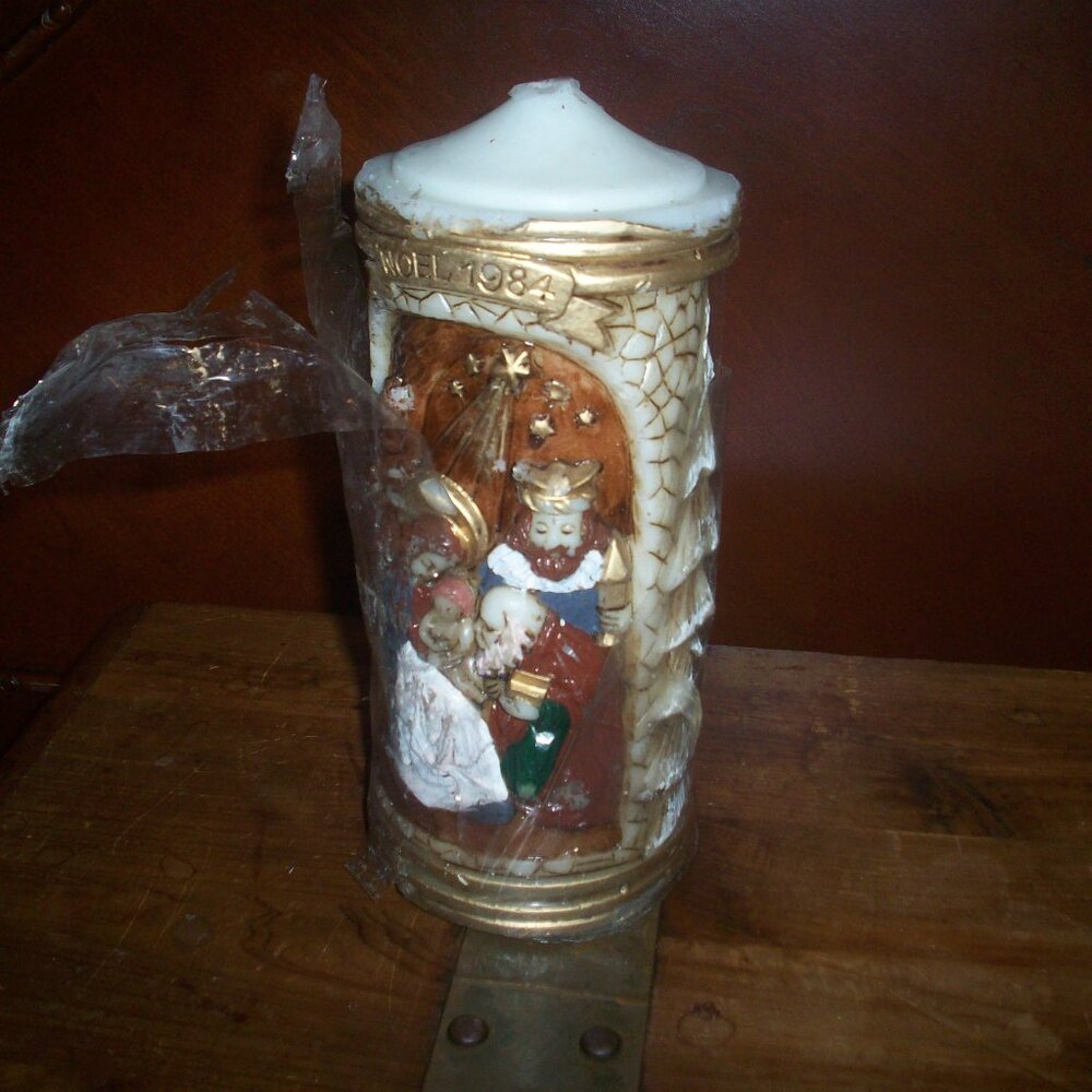 Vintage 1984 Christmas Nativity Pillar Candle Crèche 9” Emperor Art Creations